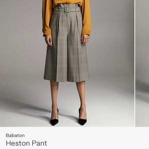 Babaton (Aritizia) high-waisted wide legged crop trouser (tan plaid)